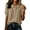 48#Khaki, variant on Comfortable Linen Shirt for Women Peter Pan Collar Short Bubble Sleeve Button Down Textured Casual Brown L