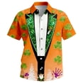 thumbnail image 2 of Men's Shirt Casual Short Sleeve Printed Button Down Summer Floral Beach Dress St. Patrick's Day Shirts for Men,Irish Printed Green Button Down Short Sleeves Shirts (Orange,L), 2 of 3
