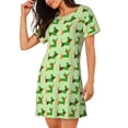 thumbnail image 2 of Zufioo dogs St Patrick's Day Print Women's Nightgown, Round Neck Short-sleeved Pajamas, Home Wear Suitable for Home and Outing, 2 of 6