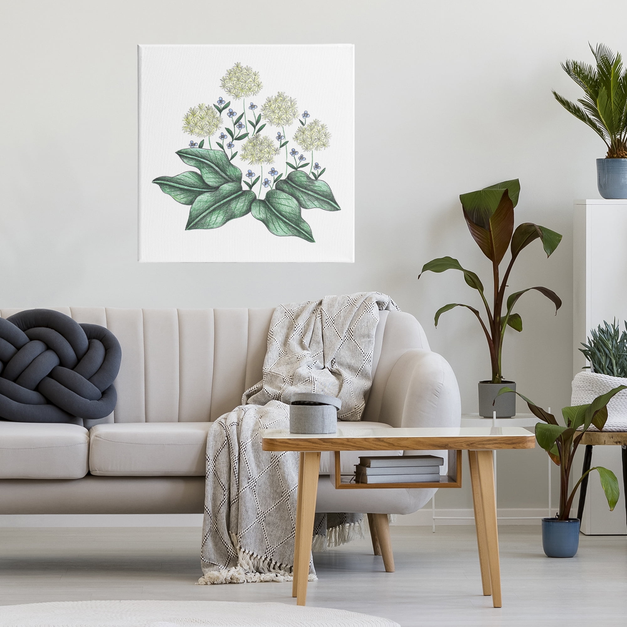 Hello Wildflower Vintage Sketch Canvas Wall Art, design by Cecilia Battaini