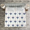 thumbnail image 3 of Ambesonne Eastern Quilted Bedspread Set 3 Pcs, Tulip Flowers, Queen Size, Red Navy Blue and White, 3 of 3