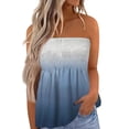thumbnail image 2 of GceSteap Tube Tops for Women Strapless Tops Summer Bandeau Tank Tops Gradient Tanks Smocked Ruffled Backless Sleeveless Shirts Blue L, 2 of 4
