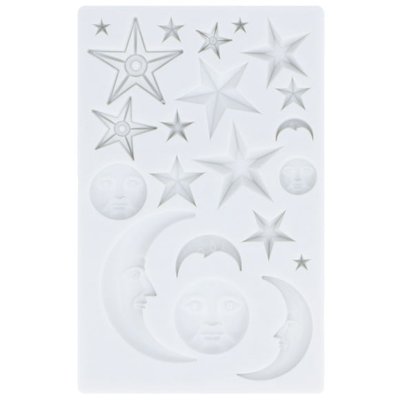 Silicone Fondant Mold Star Moon Face Nonstick Food Grade Silicone Reusable Heat Resistant Odorless Chocolate Molds
