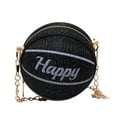 thumbnail image 5 of Basketball Shaped Bag with Removable Chain Novelty Satchel for Work Shopping Black, 5 of 9