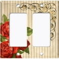thumbnail image 6 of Metal Light Switch Plate Outlet Cover Red Rose Striped Damask Tan FLW067, 6 of 13