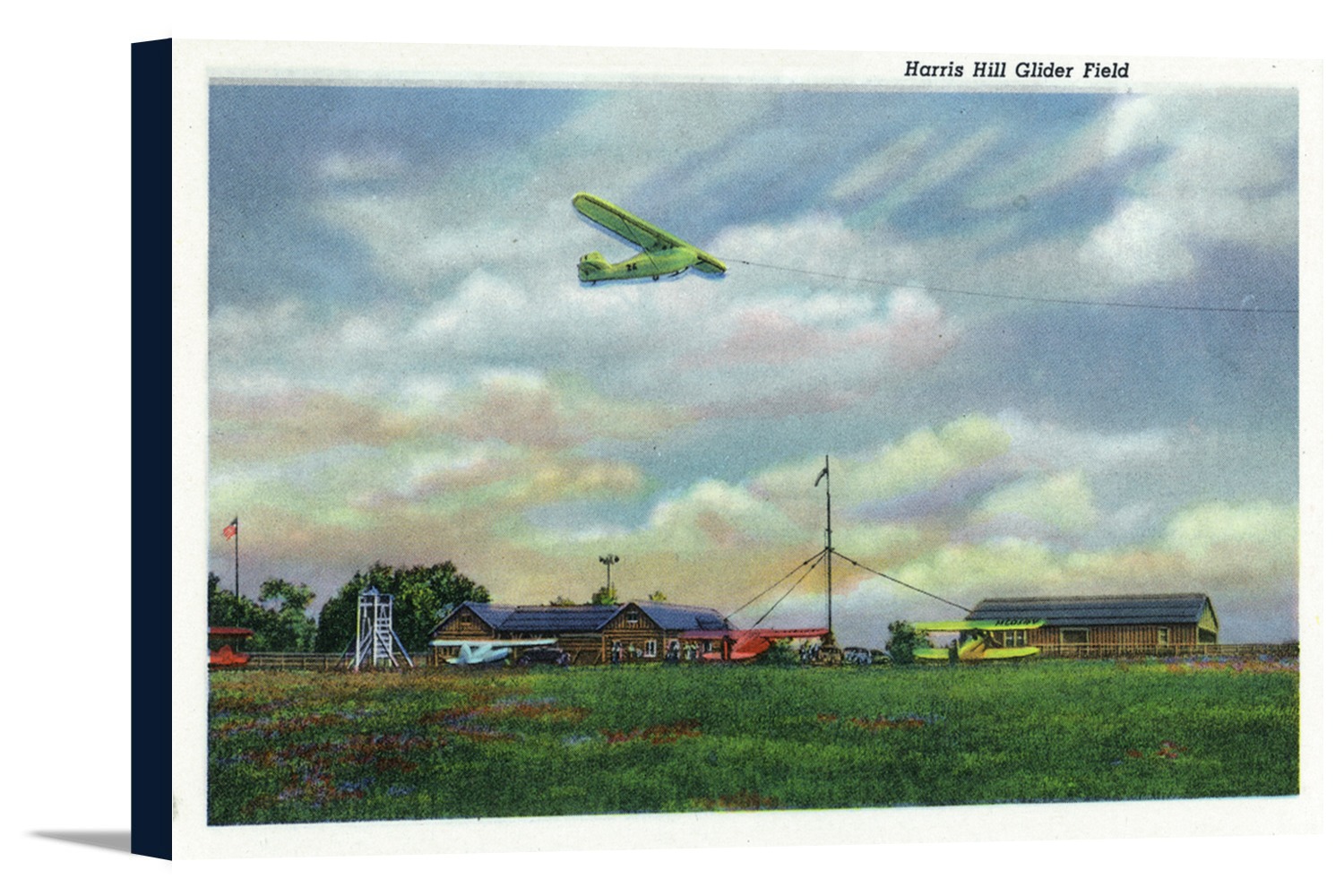 Elmira, New York View of Harris Hill Glider Field, Glider in Flight
