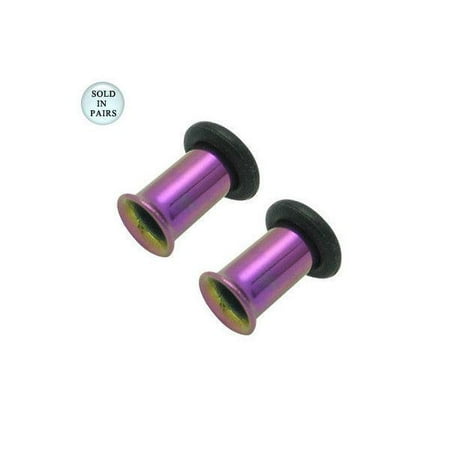 - Purple Anodized Titanium Single Flare Tunnel Eyelet Plug with O-Ring - 4 Gauge