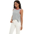 thumbnail image 3 of DARING DIVA Women's Striped Tank Top with Color Block S White Red, 3 of 7
