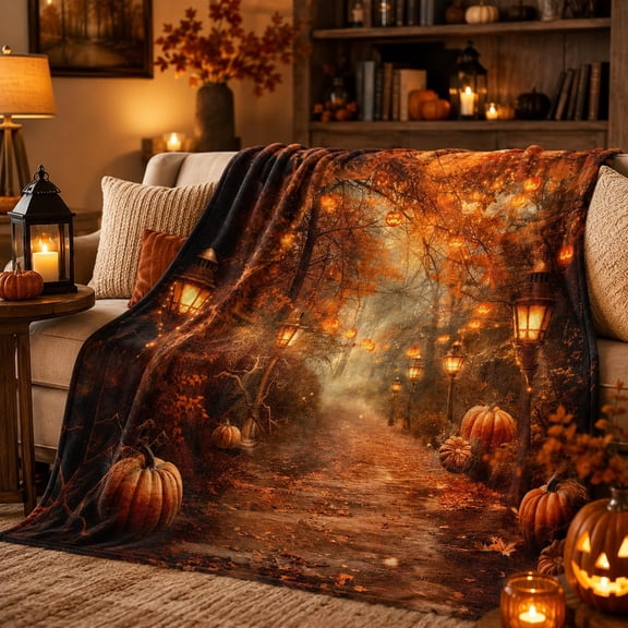 Halloween Forest Throw Blanket, 80x60in