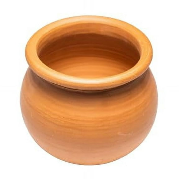 Exclusive Range Unglazed Clay Pot For Cooking & Serving With Lid 3 Liters, Pack Of 2 | Biryani Handi - Earthen Kadai - Mud Handi - Mitti Ke Bartan With Mirror Shine
