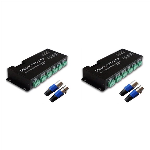 2X Decodificador Digital 24CH RGB RGBW DMX512, Decodificador RGBW 512 Controlador 512 para Tira de LED (B)