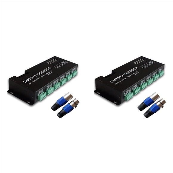 2X Decodificador Digital 24CH RGB RGBW DMX512, Decodificador RGBW 512 Controlador 512 para Tira de LED (B)