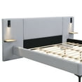 thumbnail image 4 of Christopher Knight Home Linen Upholstered King Platform Bed with Reading Lights and Headboard Shelves, Grey, 4 of 10