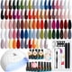 thumbnail image 1 of MEFA Kit de esmalte de uñas de gel con luz UV, 28 colores, juego de esmalte de uñas de gel para otoño e invierno, color marrón dorado, kit de iniciación de esmalte de uñas con base y capa superior mat, 1 of 4