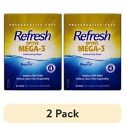 (2 pack) Refresh Optive Mega-3 Lubricant Eye Drops, 0.01 fl oz (0.4ml)