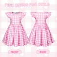 thumbnail image 3 of Benylion Girls Pink Plaid Party Dress 5-6T - Fashion Doll Style Gown for Role Play & Birthday Parties, 3 of 7