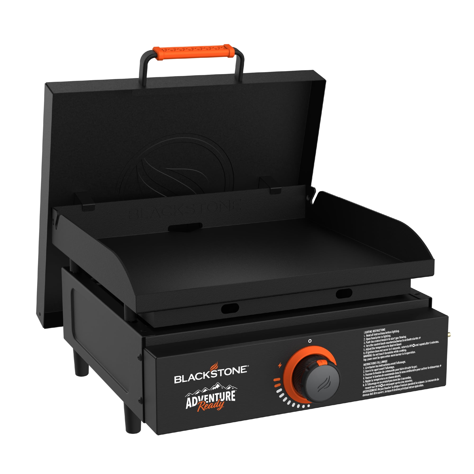 Blackstone Adventure Ready Outdoor Griddle, Single Burner 17" Propane Flat Top Grill, Black