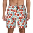 thumbnail image 2 of Picia Strawberries pattern Mens Swim Trunks with Compression Liner Stretch Beach Shorts Quick Dry with Zipper Pockets No-Chafing Board Shorts-3X-Large, 2 of 9