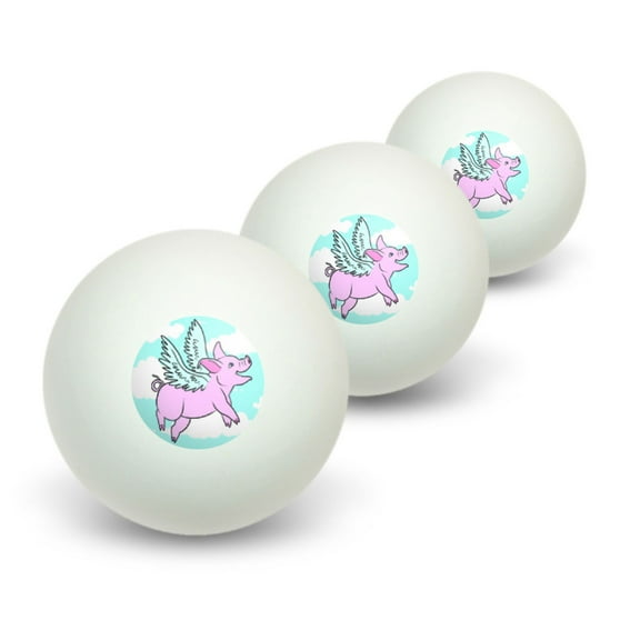 Flying Pig - When Pigs Fly Novelty Table Tennis Ping Pong Ball 3 Pack