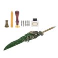 thumbnail image 3 of Juego de pluma retro Juego de pluma con patrón de mapa vintage con 5 puntas de repuesto Soporte para bolígrafo Base Botella vacía de tinta para escribir Verde, 3 of 5