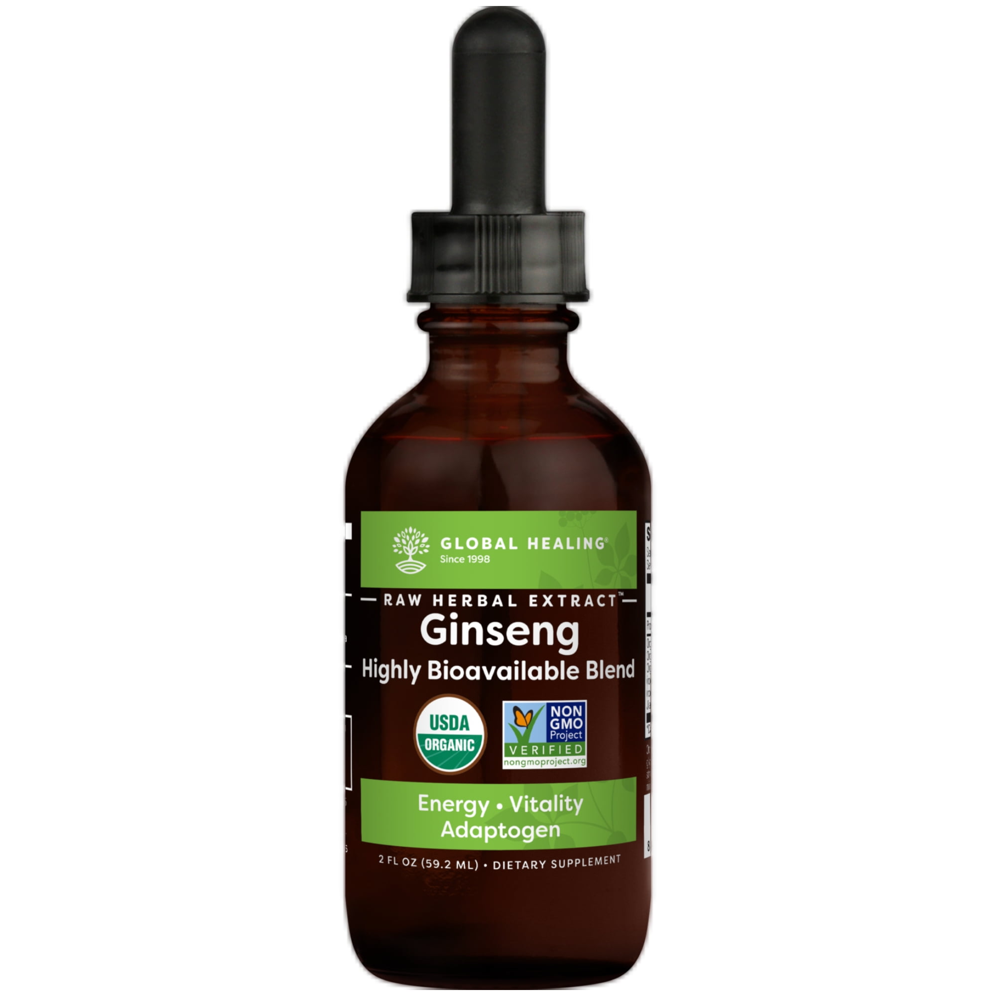 Organic Ginseng Supplement with Korean Panax Global Healing, 2 fl oz