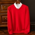 thumbnail image 2 of Hinvhai Men's V Neck Sweater Lightweight Knitted Pullover Sweaters Red XXL(XXL), 2 of 5