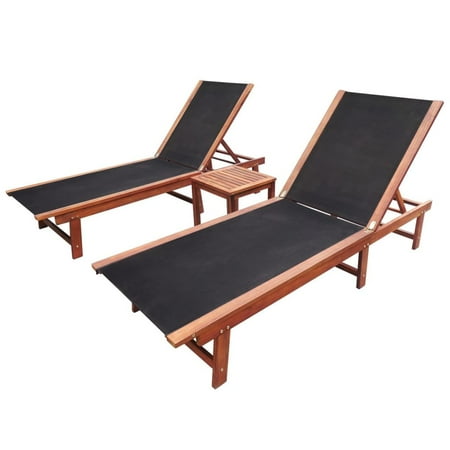 Aluminium Sun Lounger Outdoor Furniture 3 Pcs Outdoor Pool Chaise Lounge Chair Set with 2 Adjustable Sun Loungers + 1 Table Outdoor Furniture for Pool Patio Beach Backyard ()