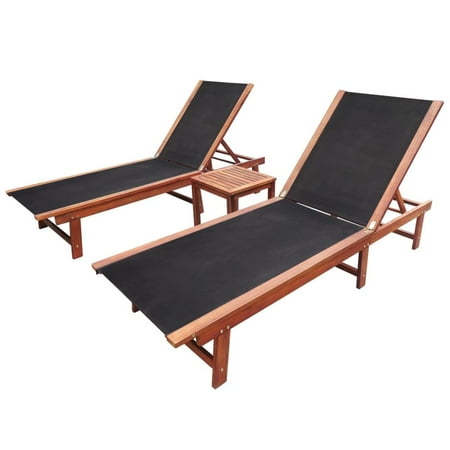 3 Pcs Outdoor Pool Chaise Lounge Chair Set with 2 Adjustable Sun Loungers + 1 Table Outdoor Furniture for Pool Patio Beach (Best Price Sun Loungers)