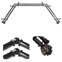 Domovina Raina 13/16-inch Bay WIndow Double Curtain Rod-Color:Black