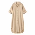 thumbnail image 4 of Lnmiateer Women Blend Collared Shirt Midi Dress Long Sleeve Button‑Front Loose Fit Curved Hem Casual Everyday Outfit, 4 of 5