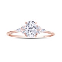 1 CT Center 7X5MM Oval, Marquise & Round Cut Lab Created Moissanite Diamond Solitaire Engagement Ring For Women In 14k Solid Rose Gold ( VVS1 Clarity, 1.00 Cttw)-9