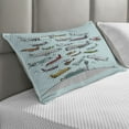 thumbnail image 2 of Airplane Quilted Pillowcover, Planes Fying in Air Aviation Love Airport Helicopters and Jets Cartoon Style Print, Standard King Size Accent Pillow Cover Bedroom, 36" x 20", Multicolor, by Ambesonne, 2 of 2