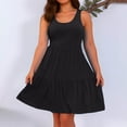 thumbnail image 2 of Vestido informal de primavera/verano para mujer en tallas grandes: vestido sin mangas de color liso y largo medio, adecuado para el día a día, el trabajo y las vacaciones, tallas XL-XXXXXL., 2 of 6