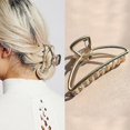 thumbnail image 2 of Paquete de 2 pinzas de pelo de Metal antideslizantes de Color dorado, accesorios para el cabello de moda para mujeres y niñas, 2 of 5