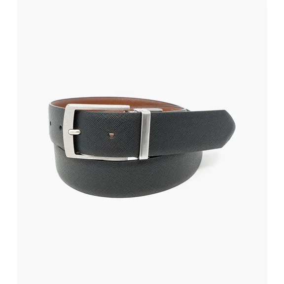 Stacy Adams SA538-001-32 Men's Enzo 34mm Textured Reversible Belt, Size: 32, Black to Cognac