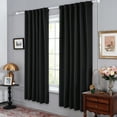 thumbnail image 3 of Deconovo Room Darkening Curtains Back Tab and Rod Pocket Curtains Thermal Insulated Blackout Curtains for Bedroom 52x72 inch Black Set of 2, 3 of 8