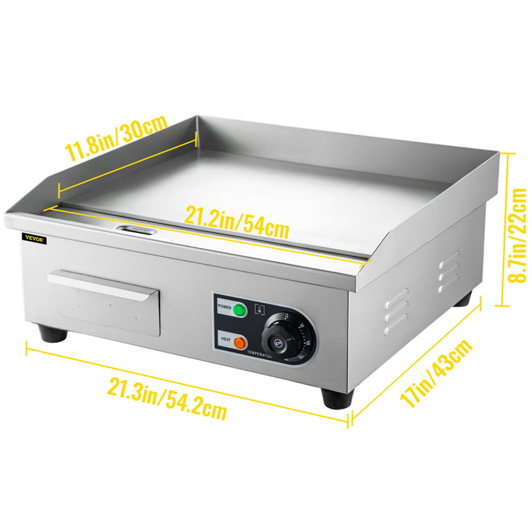  IRONWALLS Commercial Electric Griddle 29, 110V 4400W Stainless  Steel Countertop Griddle Nonstick Flat Top Grill Indoor with 122 ℉-572  ℉Dual Temperature Control for Restaurant Kitchen (Without Plug): Home &  Kitchen