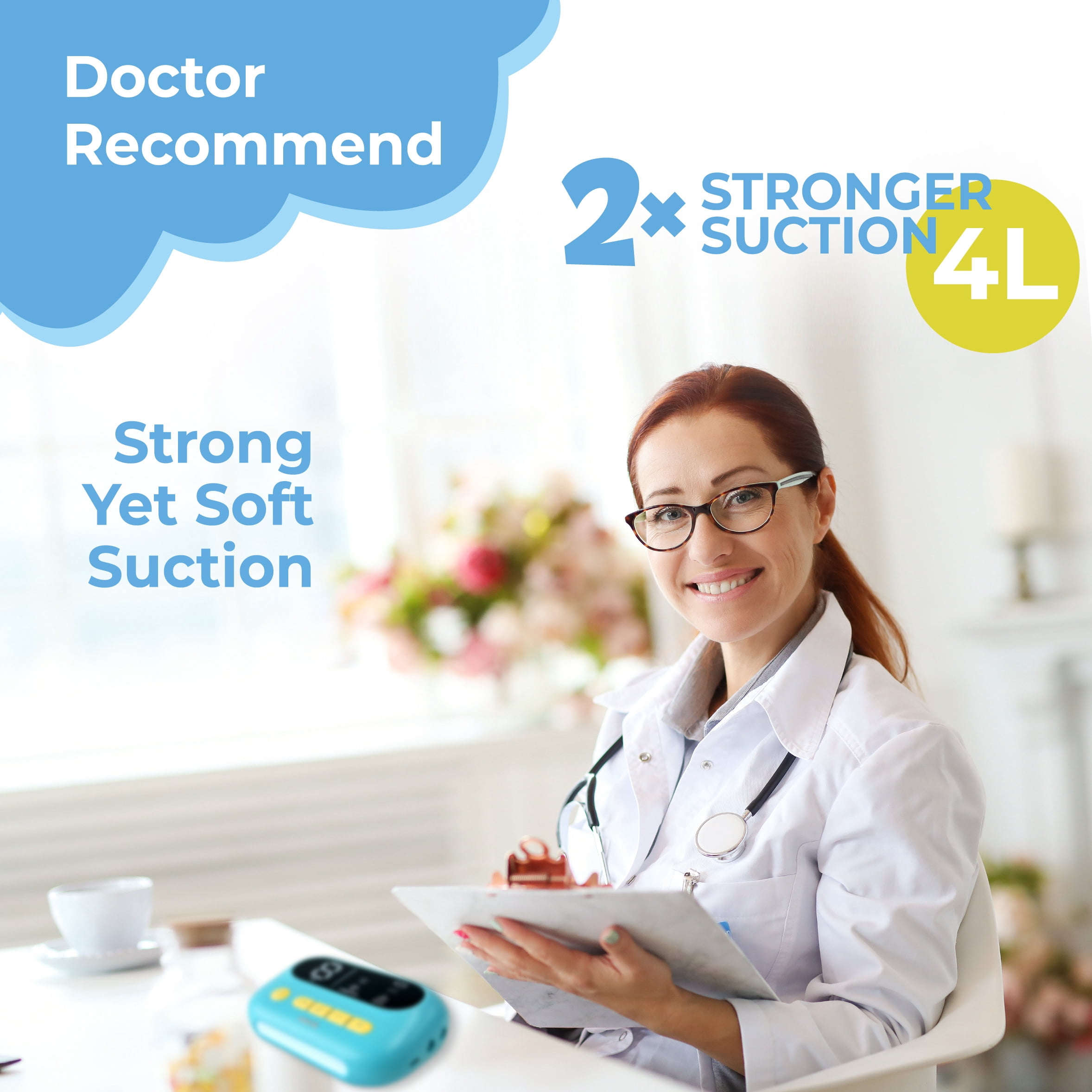 The ‘HappyNose’ Nasal Aspirator with 2X Stronger Suction for Newborn Infant Baby Toddler Kids & Adults - Rechargeable Snot Booger Mucus Vacuum Device - Nose Sucker Machine