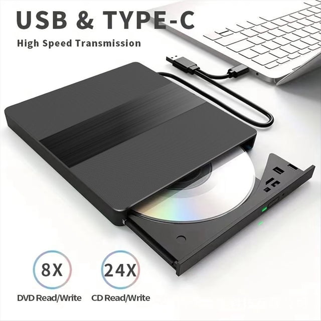 USB3.0 External CD DVD Reader CD/DVD Drive Burner Reader Type-C External Optical Hard Drive Disk for PC Laptop Desktop