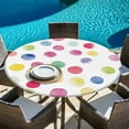 thumbnail image 5 of Colorful Dots Round Tablecloth 55-60 Inch Round Fitted Table Cloth with Elastic Edge, Boho Abstract Rainbow Geometric Modern Waterproof Table Cover Protector for Outdoor Picnic Party Dining, 5 of 6