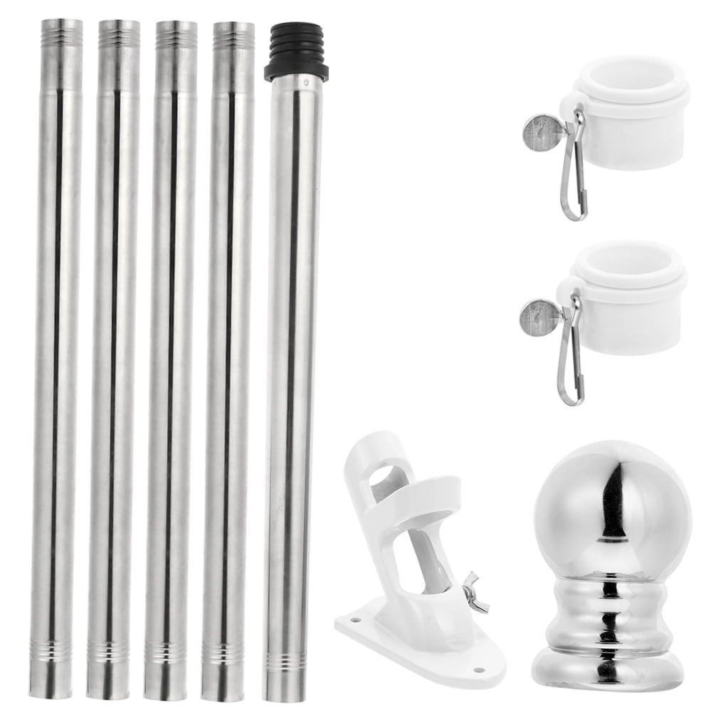 unbranded 1 Set of 1.8 Flag Pole Set Stainless Steel Flagpoles Flag Poles With Buckles