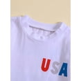 thumbnail image 4 of Bagilaanoe 4th of July Clothes for Toddler Baby Boys Short Sleeve Letter Print T-Shirt Tops + Shorts 6M 12M 18M 24M 3T Kids Independence Day Outfits 2pcs Short Pants Set, 4 of 9