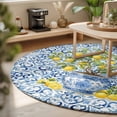 thumbnail image 4 of Bohemian Round Rug 4ft Bohe Flowers Texture Summer Lemon Fruit Farmhouse Washable Area Rugs for Living Room Bedroom Entryway Non Slip&nbsp;Entrance Door Mat Indoor Floor Carpet, 4 of 9