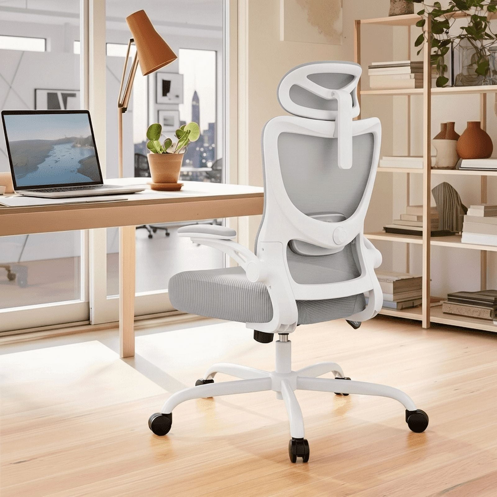 Kyspho High Back Ergonomic Office Chair with Headrest and Adjustable Lumbar Support, Mesh Desk Chair with 3D Armrests, Reclining Computer Chair for Home Office, 300 lbs Capacity