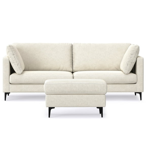 Simpli Home Ava 90-inch Sofa and Ottoman Set in Tightly Woven Performance Fabric