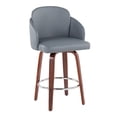 thumbnail image 2 of Lumisource Dahlia Contemporary Counter Stool in Walnut Wood and Grey Faux Leather with Round Chrome Footrest - Set of 2, 2 of 7