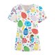 thumbnail image 3 of Ichuanyi Womens Swimsuits Clearance Women Short Sleeve V-neck Tops Uniform Easter Printed Pockets Blouse Nursing Ichuanyi Ichuanyi, 3 of 4