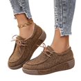thumbnail image 2 of Domuza Women's Breathable Linen Canvas Platform Shoes Lace Up Non-Slip Wedge Sole Casual Walking Shoes for Daily Outdoor Wear 6.5（EU-37） 37, 2 of 6