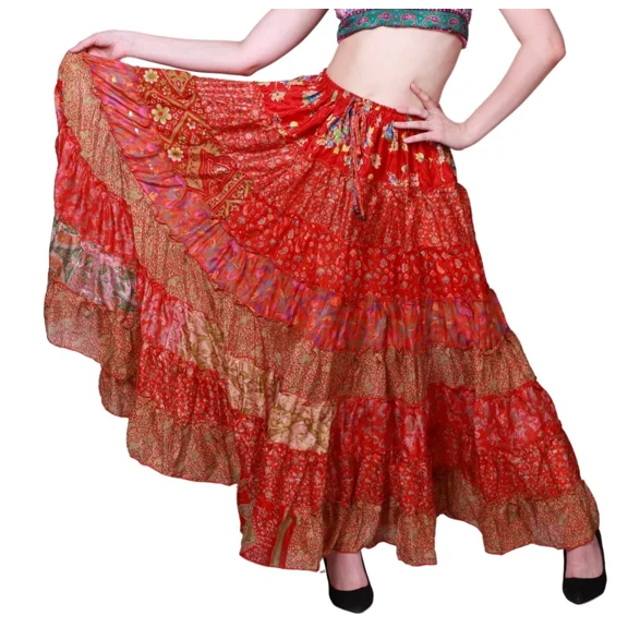 Women's Tribal Multi Layer Drawstring Banjara skirts 7 Layer 10 pc Skirt Mix Lot