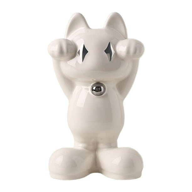 Estatua del gato de la fortuna, figura del gato de la suerte, adorno decorativo, regalo de cumpleaños, escritorio Blanco